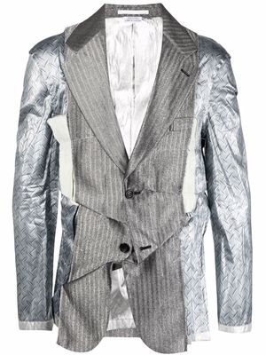 Comme Des Garçons Homme Plus crinkled steel-effect stripe blazer - Silver