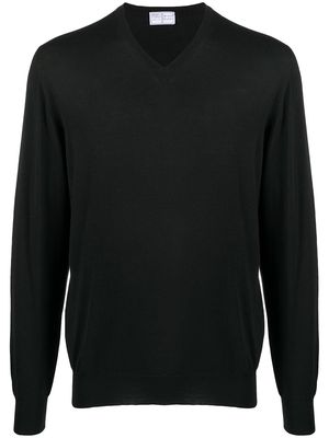 Fedeli V-neck virgin wool jumper - Black