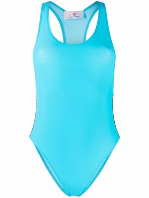 Chiara Ferragni logo-tape scoop-neck one-piece - Blue