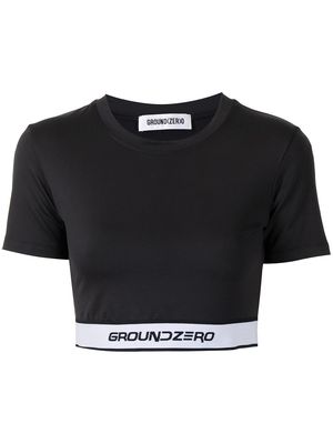 Ground Zero cropped logo-hem T-shirt - Black