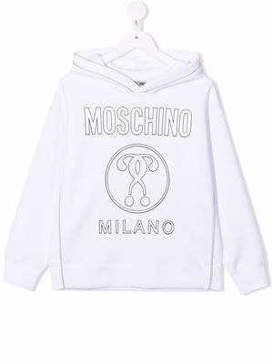 Moschino Kids Double Question Mark logo-print hoodie - White
