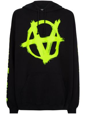 VETEMENTS Anarchy drawstring jersey hoodie - Black