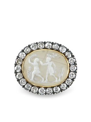 Pragnell Vintage 1714-1830 18kt yellow gold Georgian agate cameo diamond ring