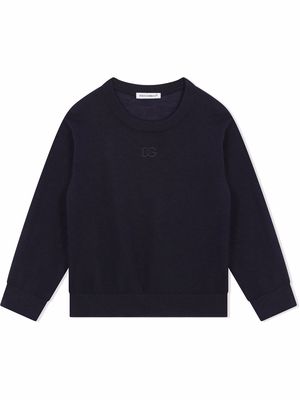 Dolce & Gabbana Kids embroidered logo cashmere jumper - Blue