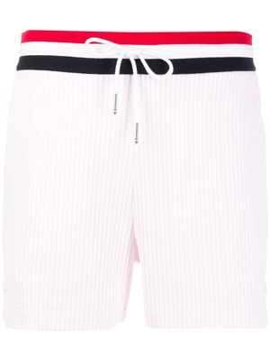 Thom Browne tricolour-waistband seersucker shorts - Pink
