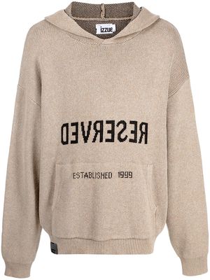 izzue reverse logo-print hoodie - Neutrals