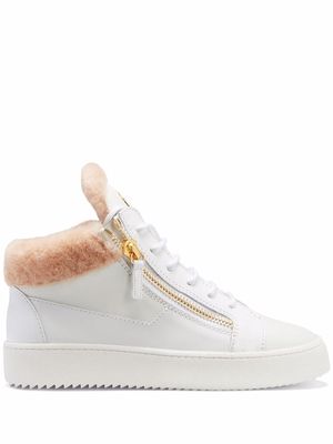 Giuseppe Zanotti Kriss shearling-lined mid-top trainers - White