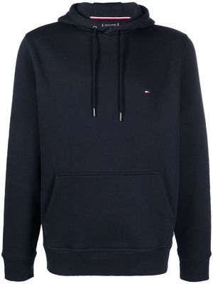 Tommy Hilfiger logo-embroidered organic-cotton hoodie - Blue