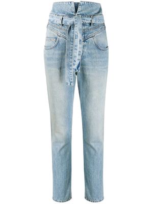 The Attico Vivien washed high-rise jeans - Blue