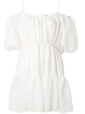 Goen.J balloon-sleeved tiered mini dress - White