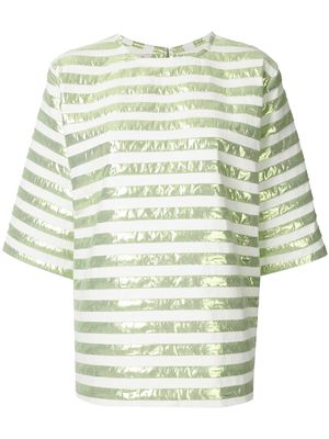 Bambah short-sleeved striped square top - Green