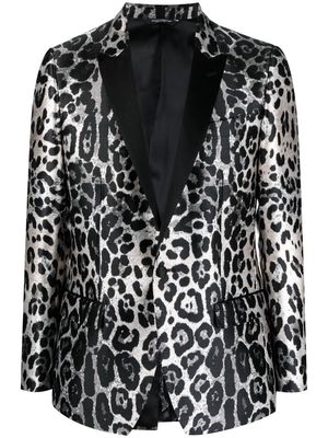 Dolce & Gabbana leopard-print single-breasted blazer - Black