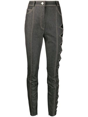 David Koma side cut-out high rise skinny jeans - Grey