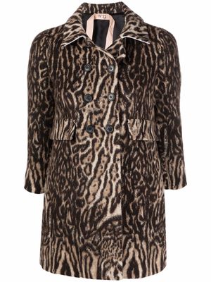 Nº21 double-breasted leopard-print coat - Brown
