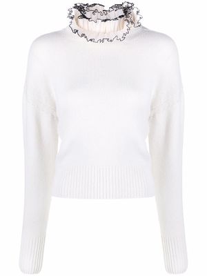 Alexander McQueen ruffle-collar knitted top - Neutrals