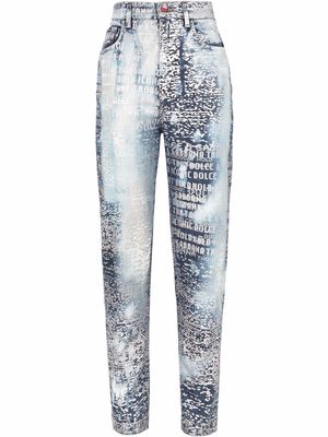 Dolce & Gabbana logo-print tapered jeans - Blue