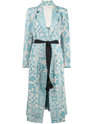Forte Forte abstract-woven print coat - Blue