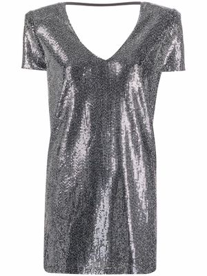 Blanca Vita sequin-embellished V-neck dress - Silver