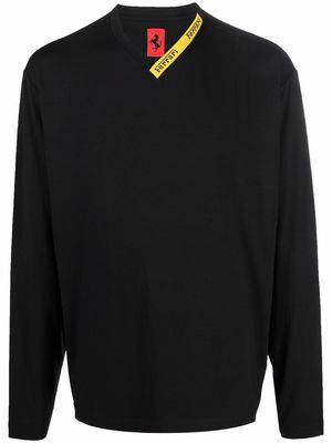 Ferrari logo-tape long-sleeve T-shirt - Black