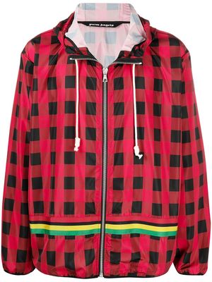 Palm Angels check-print hooded jacket - Red