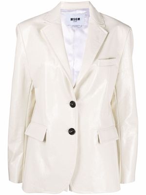 MSGM crackle-effect eco leather blazer - White