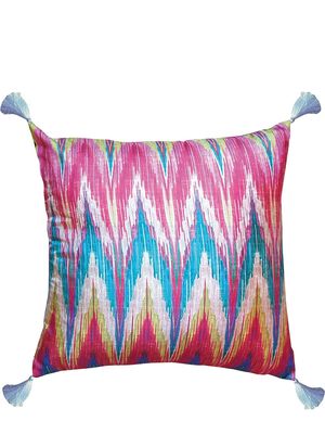 Les-Ottomans patterned-jacquard silk cushion - Pink