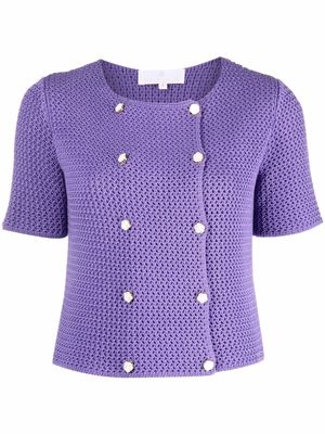 AMI AMALIA double breasted waffle knit cardigan - Purple