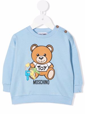 Moschino Kids teddy bear logo-print sweatshirt - Blue