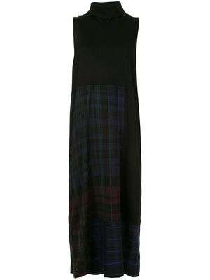Y's checked knitted dress - Black