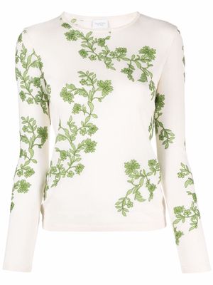 Giambattista Valli embroidered-floral fine-knit jumper - Neutrals