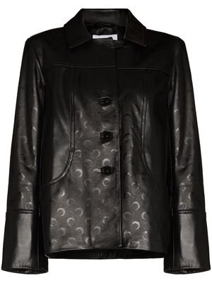Marine Serre Crescent Moon leather jacket - Black