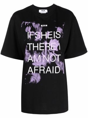 MSGM slogan-print cotton T-Shirt - Black