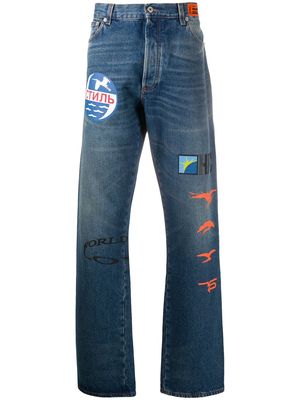 Heron Preston graphic-print bootcut jeans - Blue