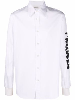 Alexander McQueen button-up logo-sleeve shirt - White