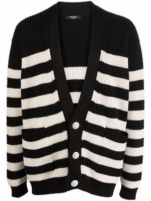 Balmain striped knit cardigan - Neutrals