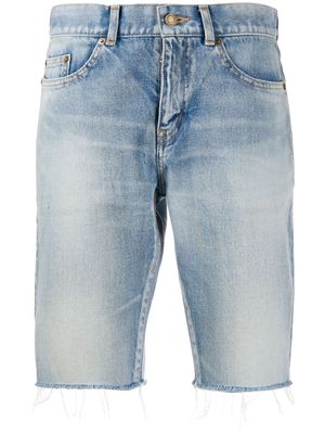 Saint Laurent frayed-edge denim shorts - Blue