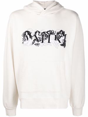 AMIRI embroidered-logo cotton hoodie - White