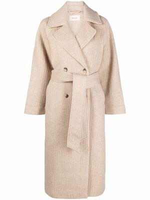 Holzweiler double-breasted belted coat - Neutrals