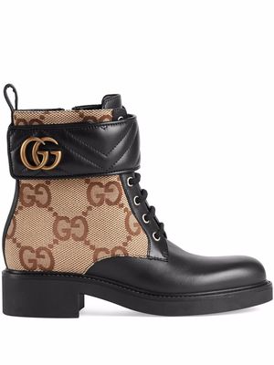Gucci GG-canvas logo-plaque ankle boots - Black