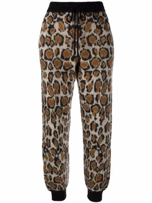 ROTATE Rhea leopard-knit joggers - Brown
