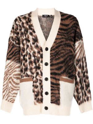 FIVE CM animal-print knitted cardigan - Neutrals