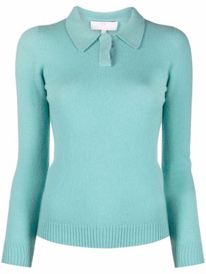 AMI AMALIA polo-collar knit jumper - Blue