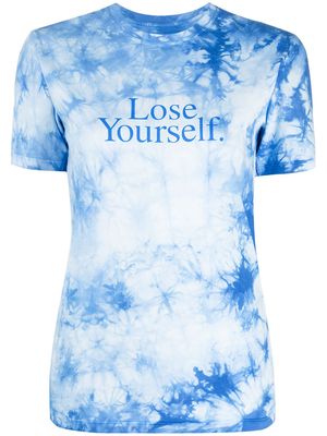 Paco Rabanne slogan print tie-dye T-shirt - Blue