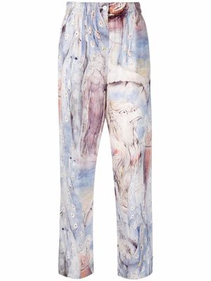 Alexander McQueen William Blake Dante print silk trousers - Blue