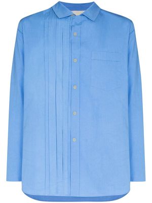 By Walid Tristan pleat-detail long-sleeve shirt - Blue