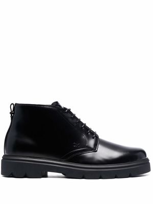 Calvin Klein leather lace-up boots - Black