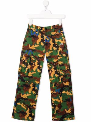 Off-White Kids camouflage-print trousers - Green