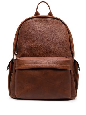 Brunello Cucinelli logo zipped backpack - Brown