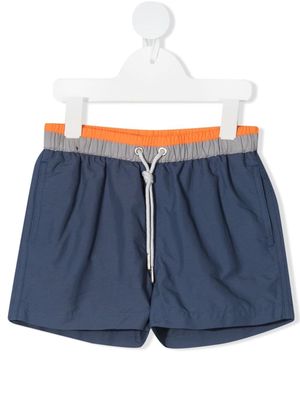 Knot stripe-panelled swim shorts - Blue