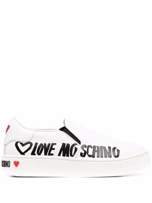 Love Moschino logo-print slip-on sneakers - White